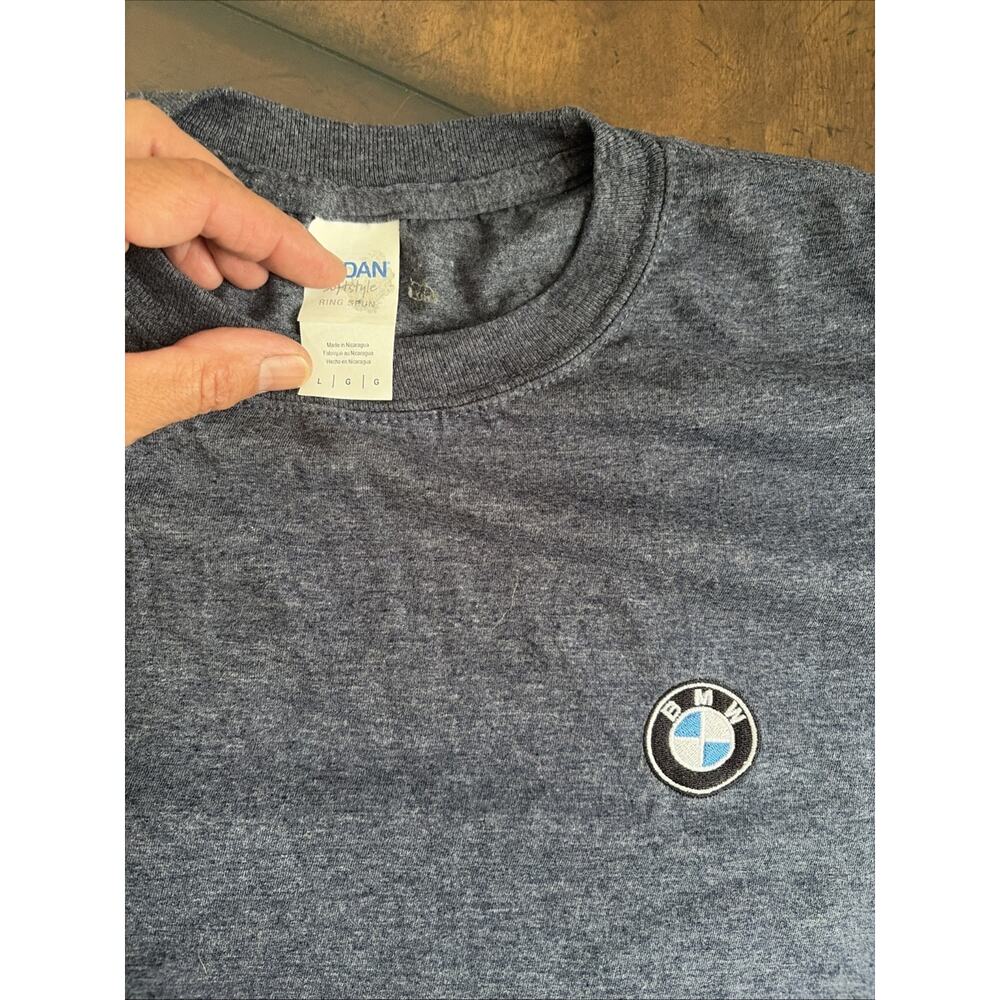 BMW T-Shirts long short - cotton blend gray blue mens XL Large - Picture 6 of 9